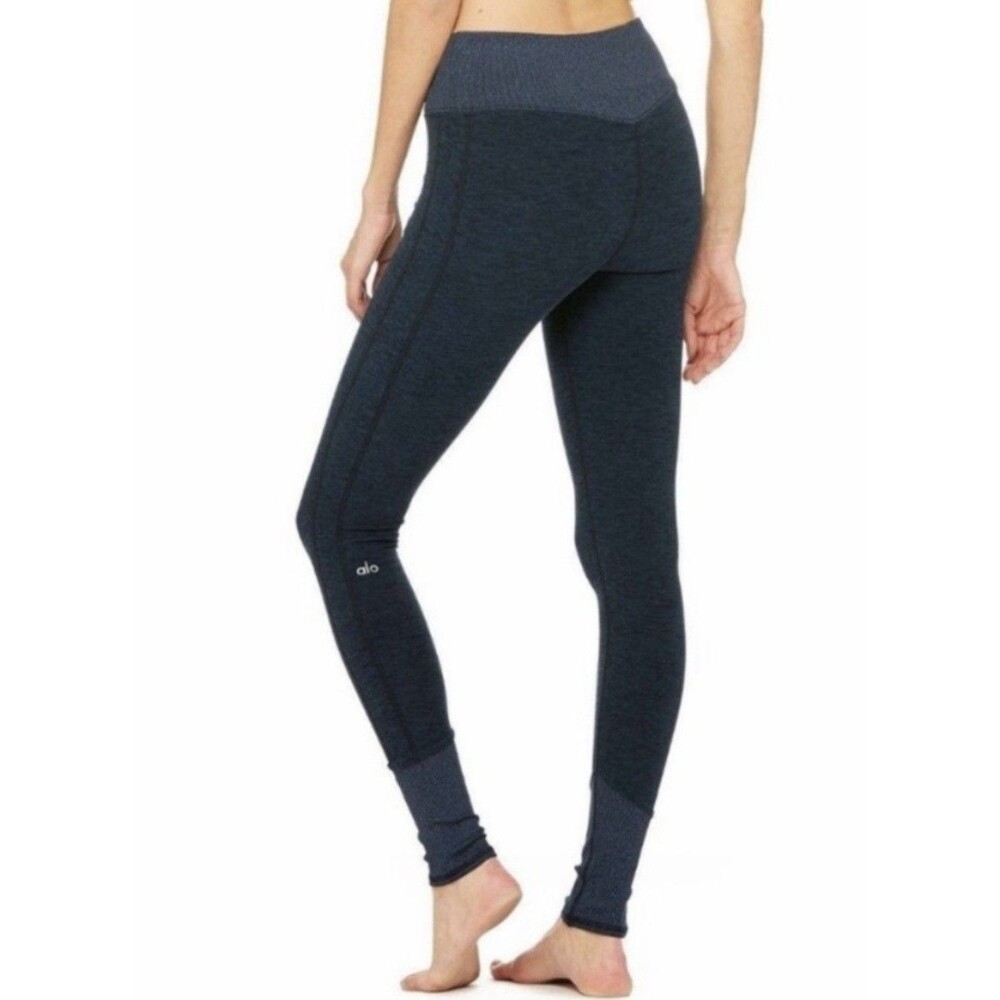 Alo Yoga Navy w/ Black Lounge Leggings Size Small Compression High Waist Ribbed